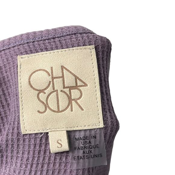 NWOT Women's Chaser waffle knit purple long sleeve henley top - Small - Picture 4 of 4